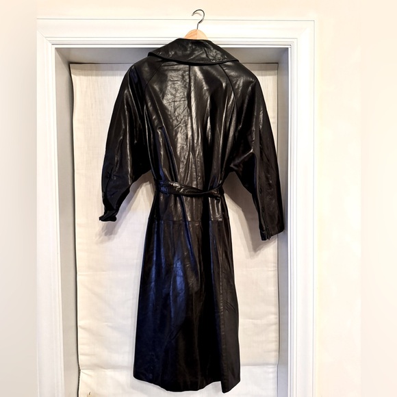 Black Vintage Soft Leather Trench - Picture 4 of 5
